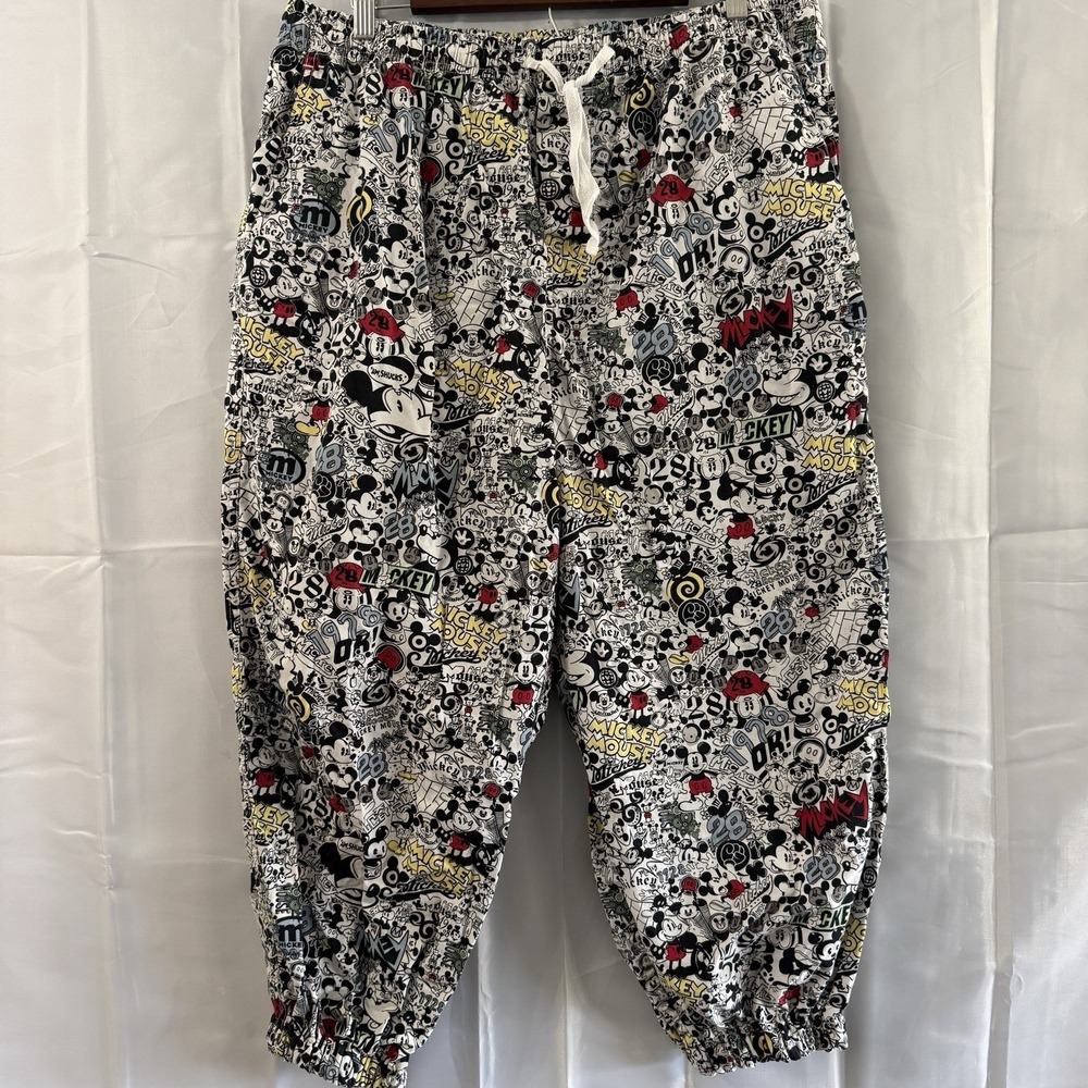 Disney Parks Official Lounge Parachute Pants Mickey‎ Mouse Through The Years XL